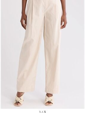 Vince Linen Blend Wide-Leg Cream Pull-on Pants for Women